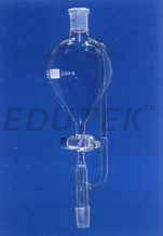 PRESSURE EQUALISING FUNNEL, PEAR SHAPE WITH SOCKET, GLASS STOPCOCK AND STEM WITH CONE